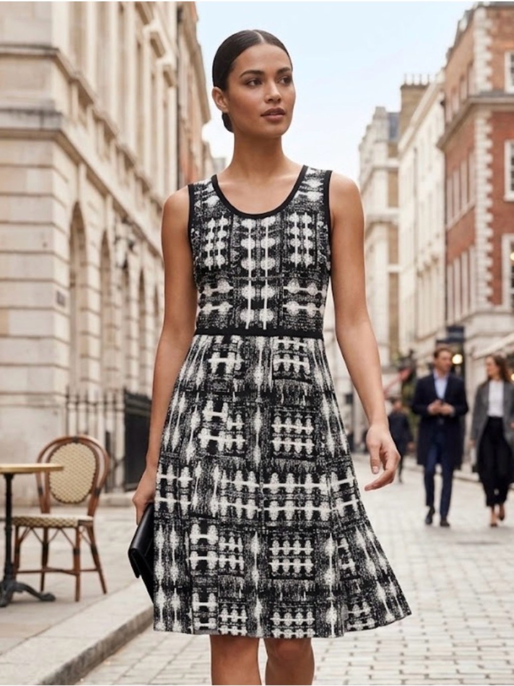 Carmen Mark Valvo Black & White Sleeveless Sweater Dress XS NWT